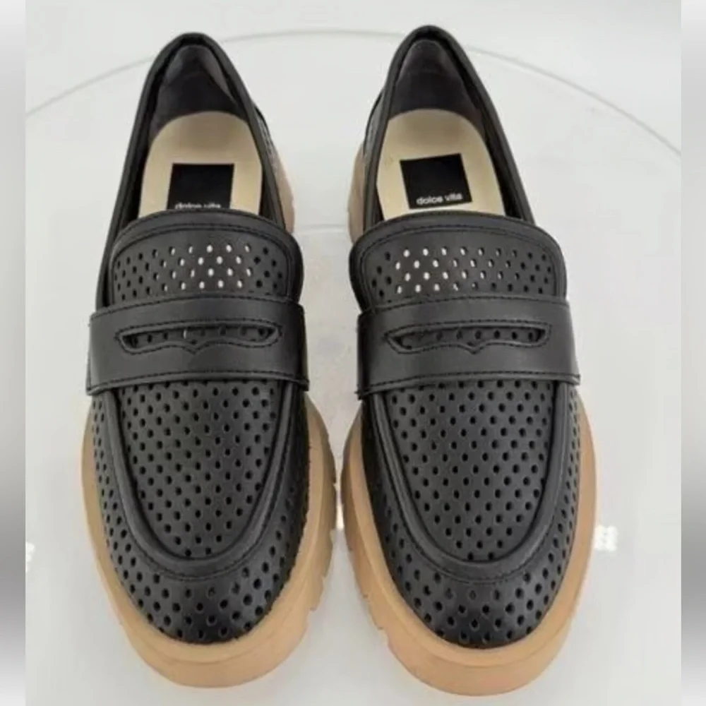 Dolce Vita Malila Penny Loafer Lug Sole Black Leather Size 9